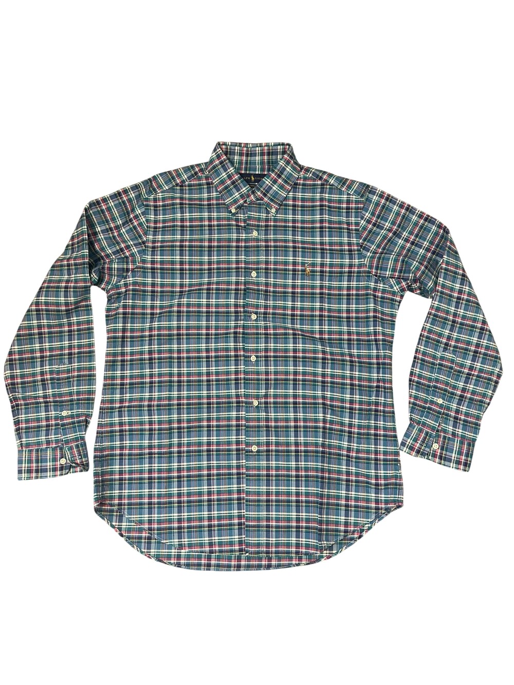 Ralph Lauren Shirt Mens Large Blue Plaid Classic Fit Button Down Long Sleeve